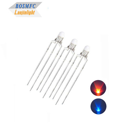 Διοχρωματικό 3mm LED Κόκκινο &amp; μπλε κοινό άνοδο και κοινό κάθοδο Μέσα από τρύπα LED