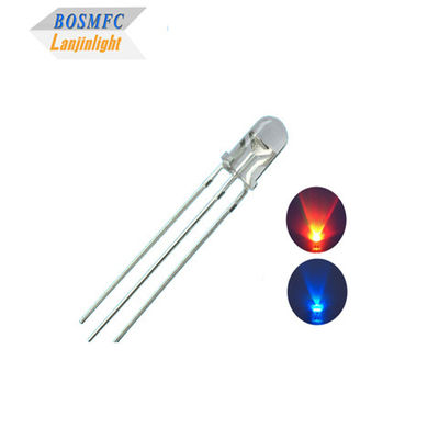 1.8V-2.4V Δύο χρώματα LED διόδου 5mm μέσα από τρύπα Κόκκινο μπλε χρώμα υψηλή φωτεινότητα