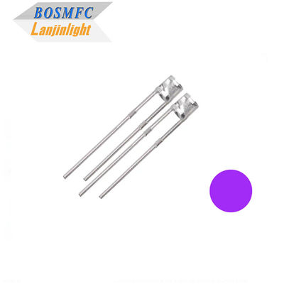 Φλατ Top UV LED Chip Diode 3mm Through Hole 365nm για ανίχνευση κοσμημάτων